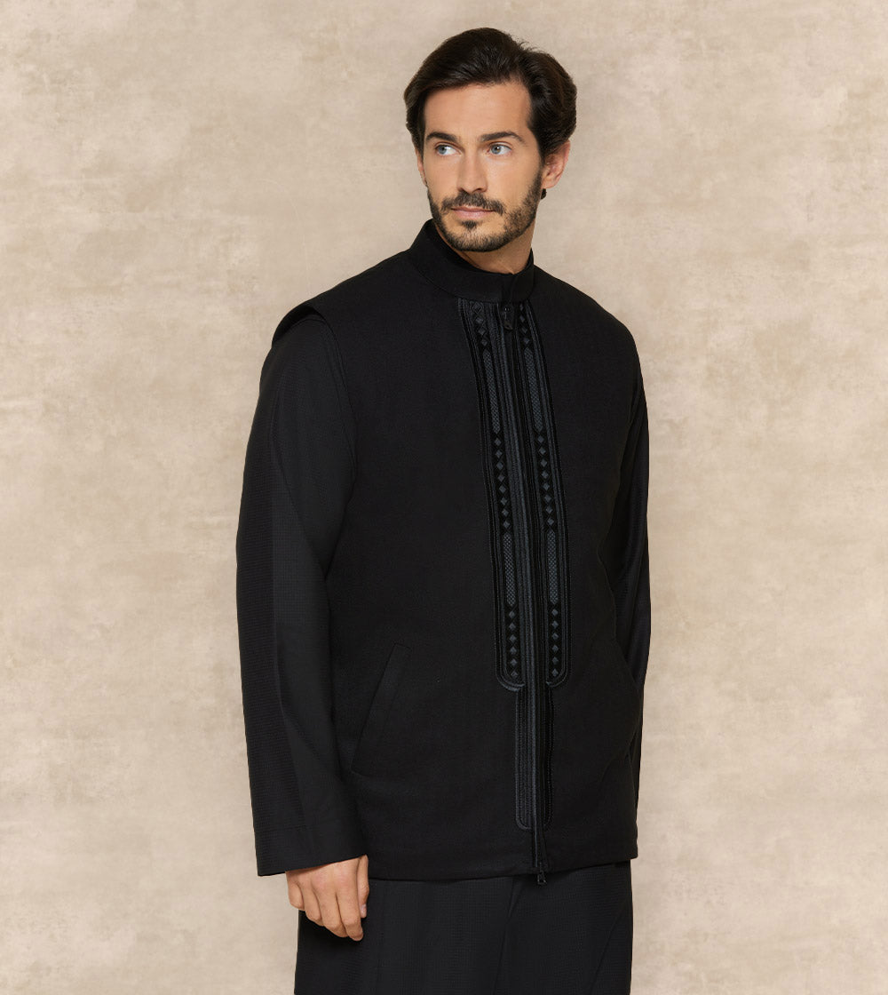 Sleeveless Gilet With High Neck Collar