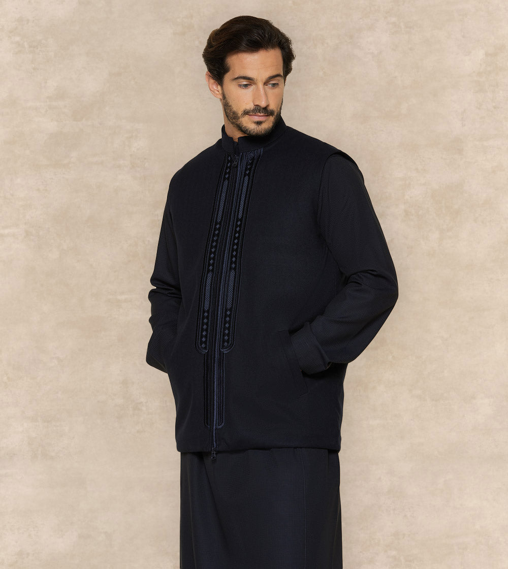 Sleeveless Gilet With High Neck Collar