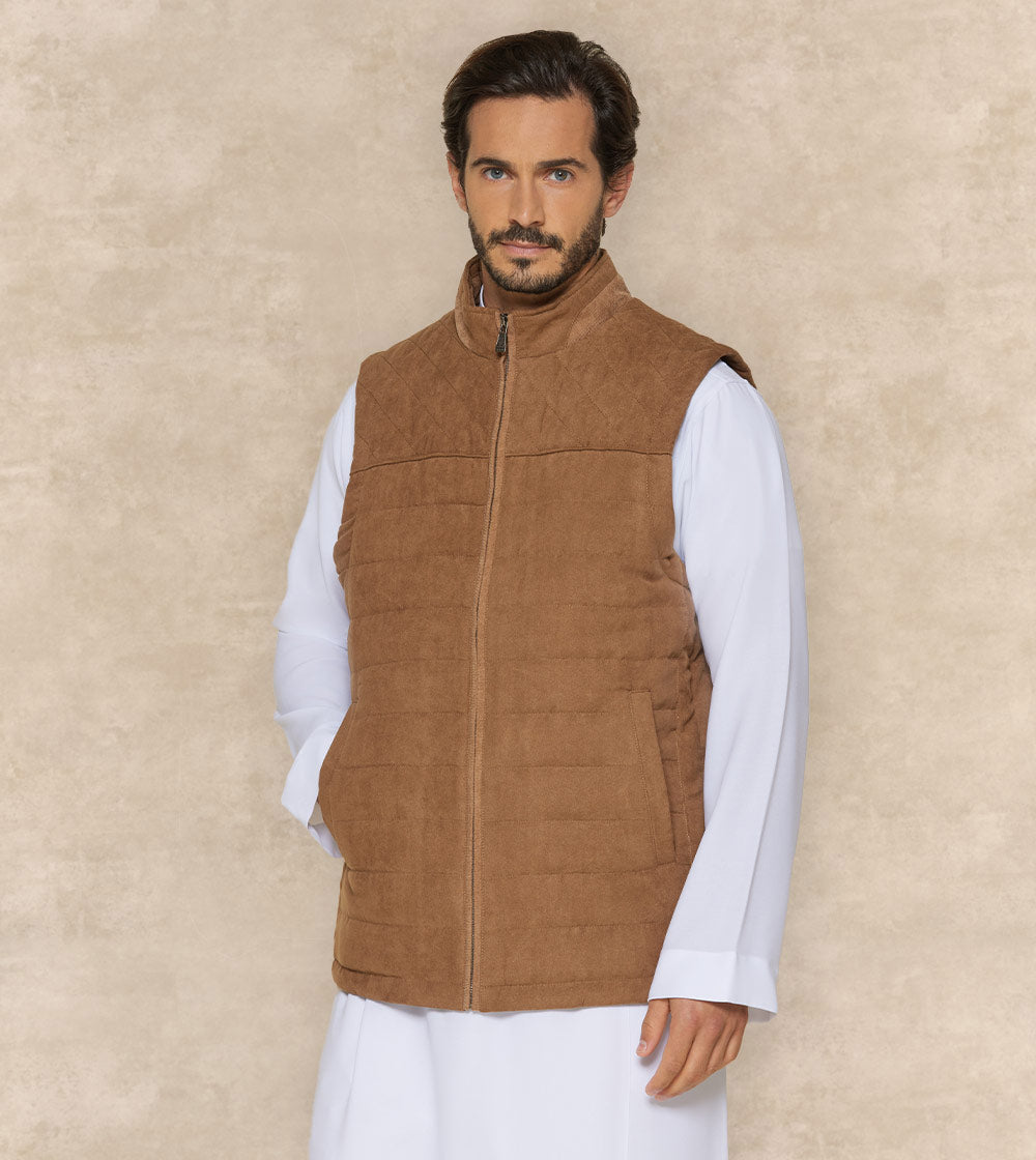 Sleeveless Gilet With High Neck Collar