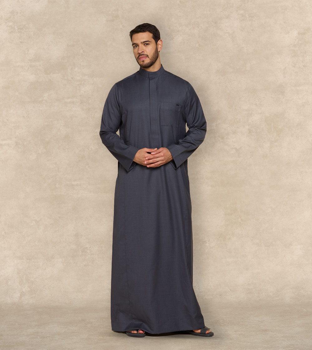 Premium Grey Wool-Blend Thobe