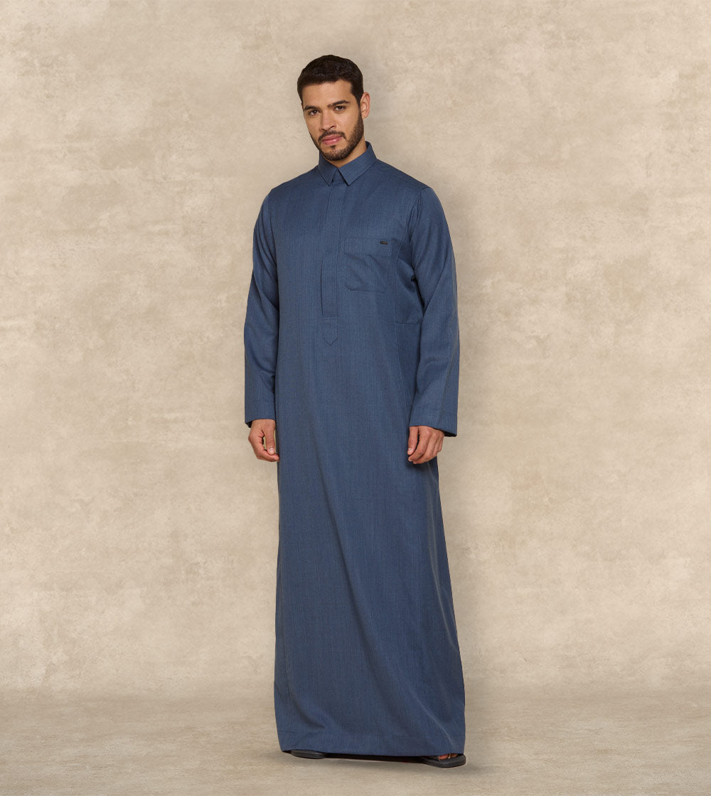 Premium Blue Wool-Blend Thobe