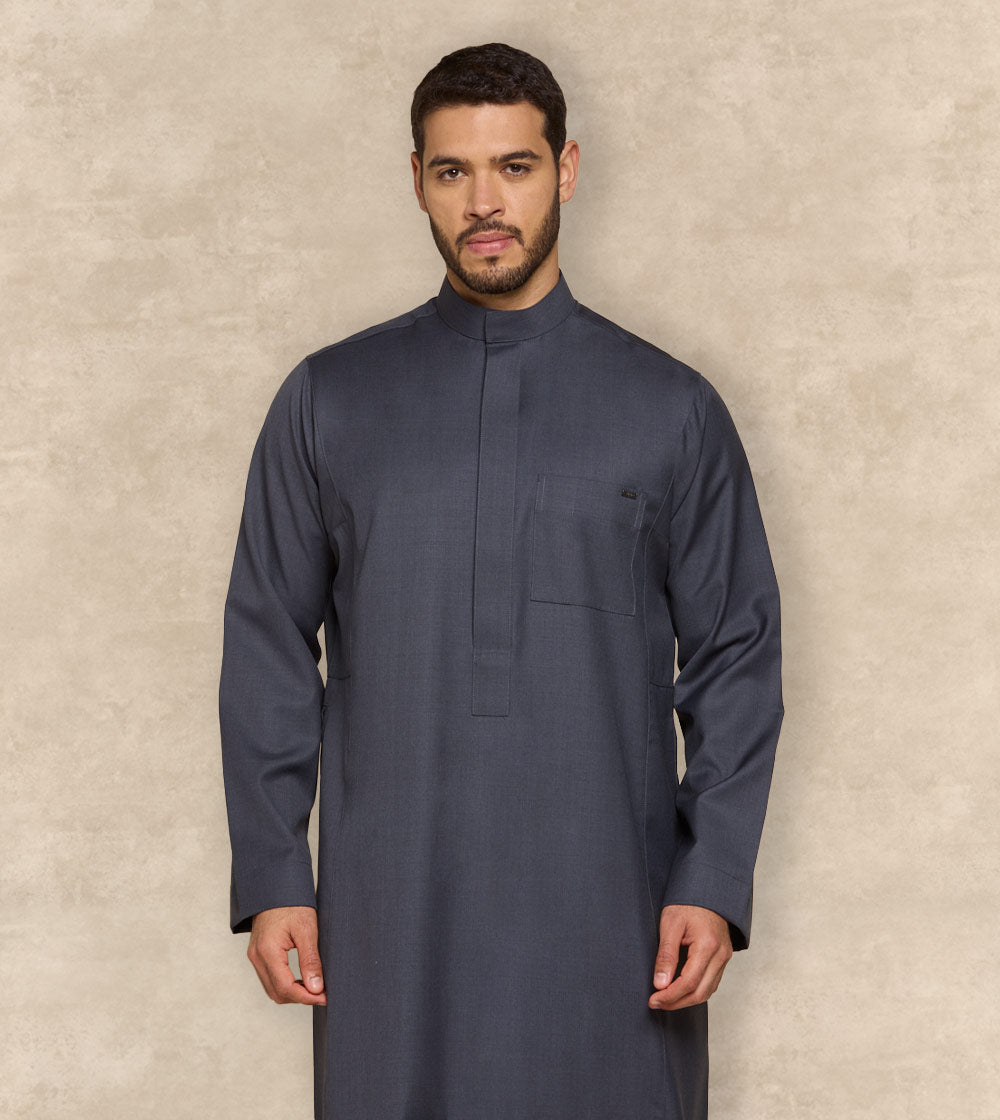Premium Grey Wool-Blend Thobe