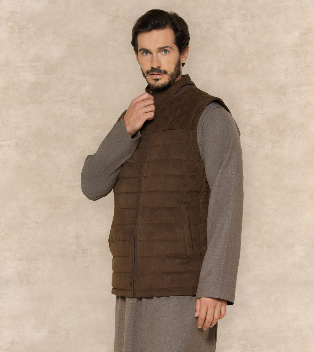 Sleeveless Gilet With High Neck Collar