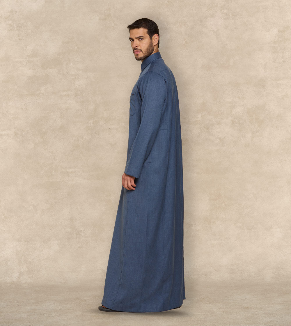 Premium Blue Wool-Blend Thobe