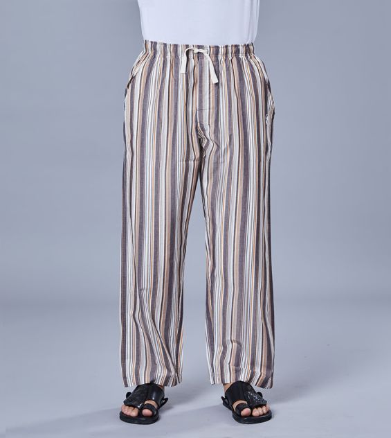 Wide Leg Elastic Waist Striped Pajama Pants