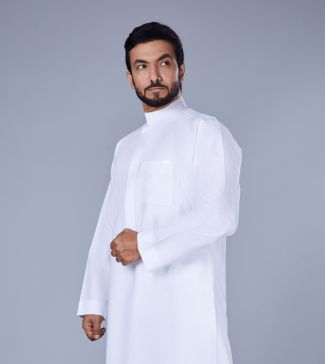 Formal Thobe with Trimmed Collar