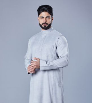 Colored Formal Thobe With Textured Fabric