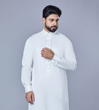 Premium White Thobe with Wrink-Free Cotton Fabric